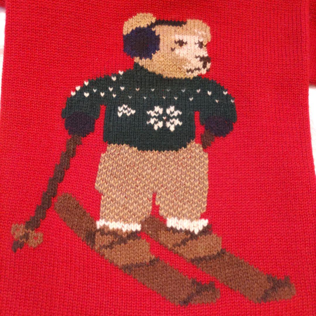 90s ポロ ラルフローレン マフラー ポロベア　赤 クマ ヴィンテージ 希少