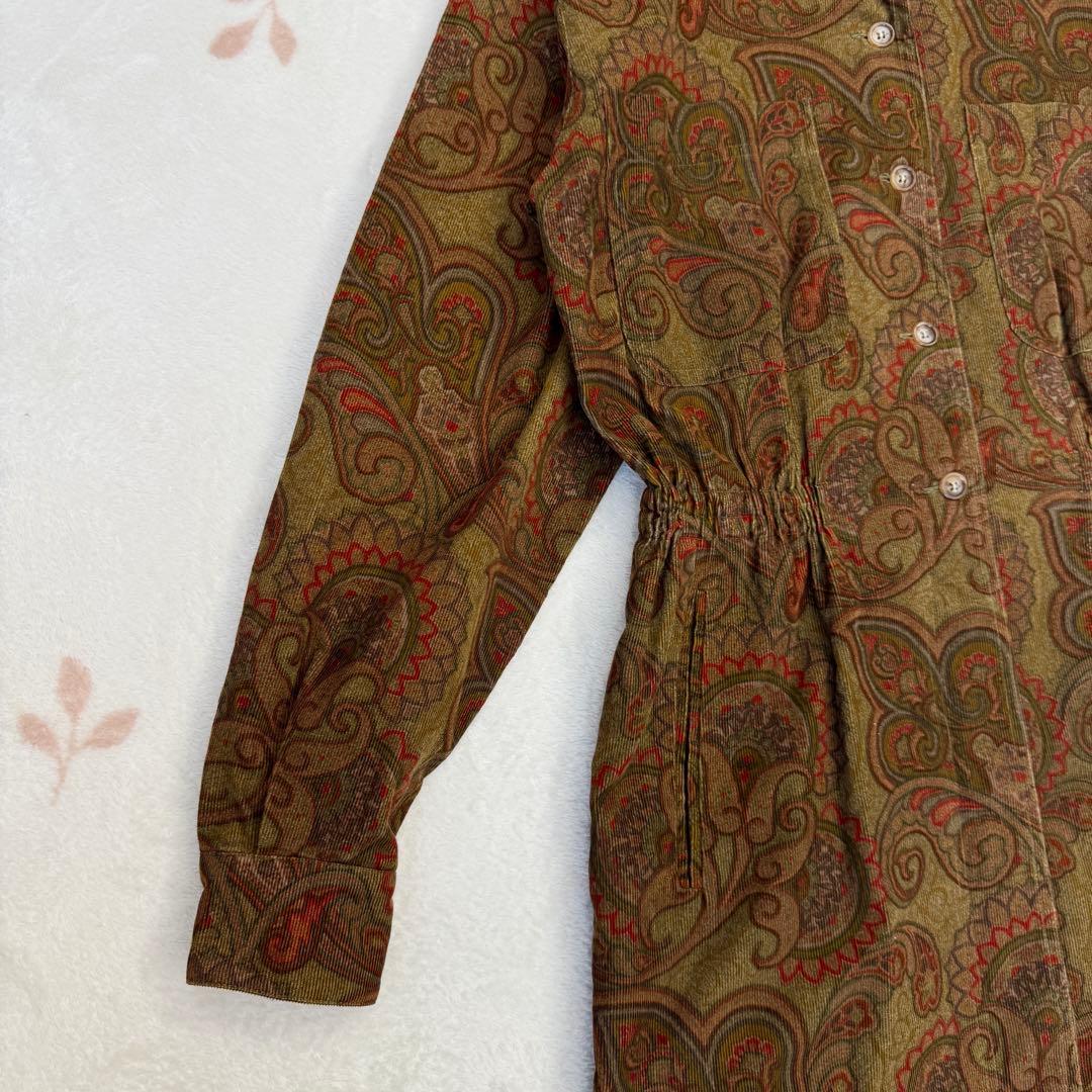 美品 ETRO エトロ ペイズリー柄 コーデュロイ ワンピース 46 イタリア製
