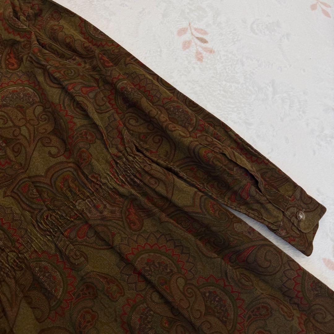 美品 ETRO エトロ ペイズリー柄 コーデュロイ ワンピース 46 イタリア製