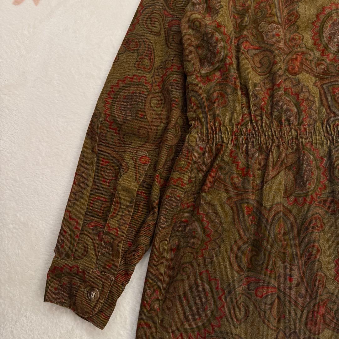 美品 ETRO エトロ ペイズリー柄 コーデュロイ ワンピース 46 イタリア製