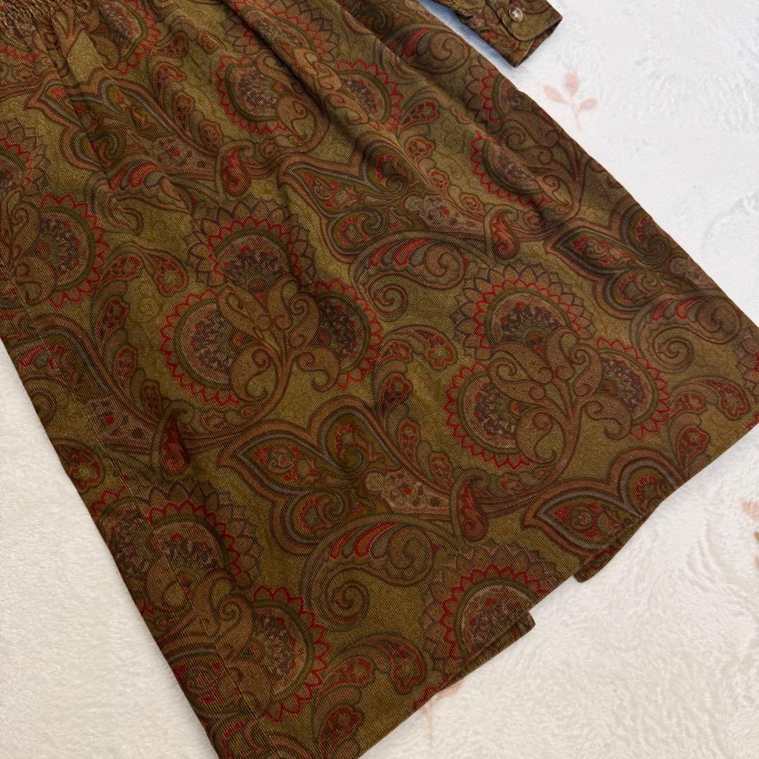 美品 ETRO エトロ ペイズリー柄 コーデュロイ ワンピース 46 イタリア製