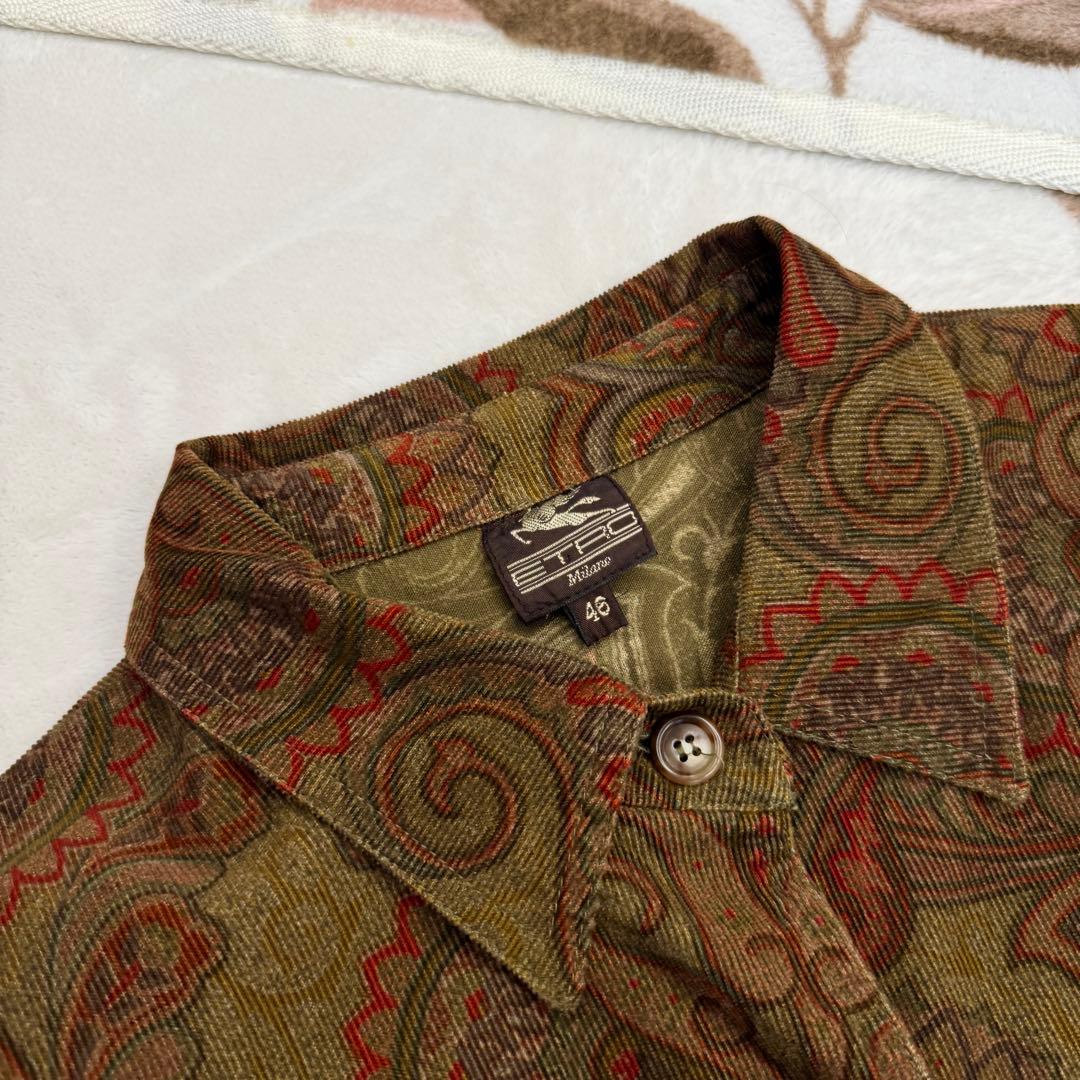 美品 ETRO エトロ ペイズリー柄 コーデュロイ ワンピース 46 イタリア製