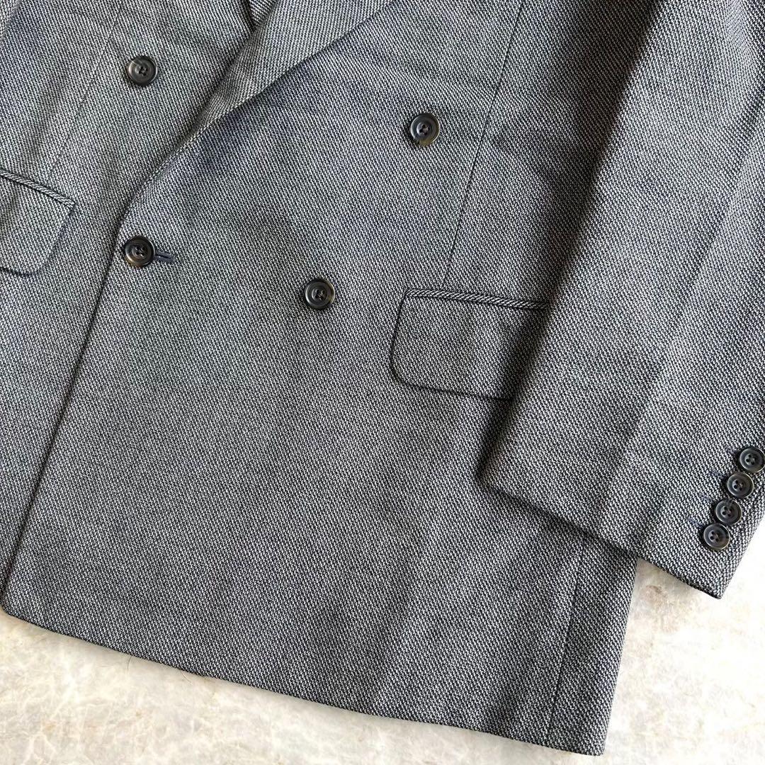 90s BURBERRY バーバリー グレー ダブル ウール セットアップスーツ