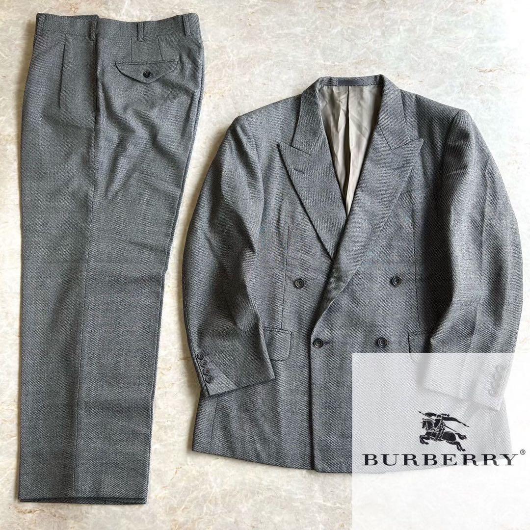 90s BURBERRY バーバリー グレー ダブル ウール セットアップスーツ