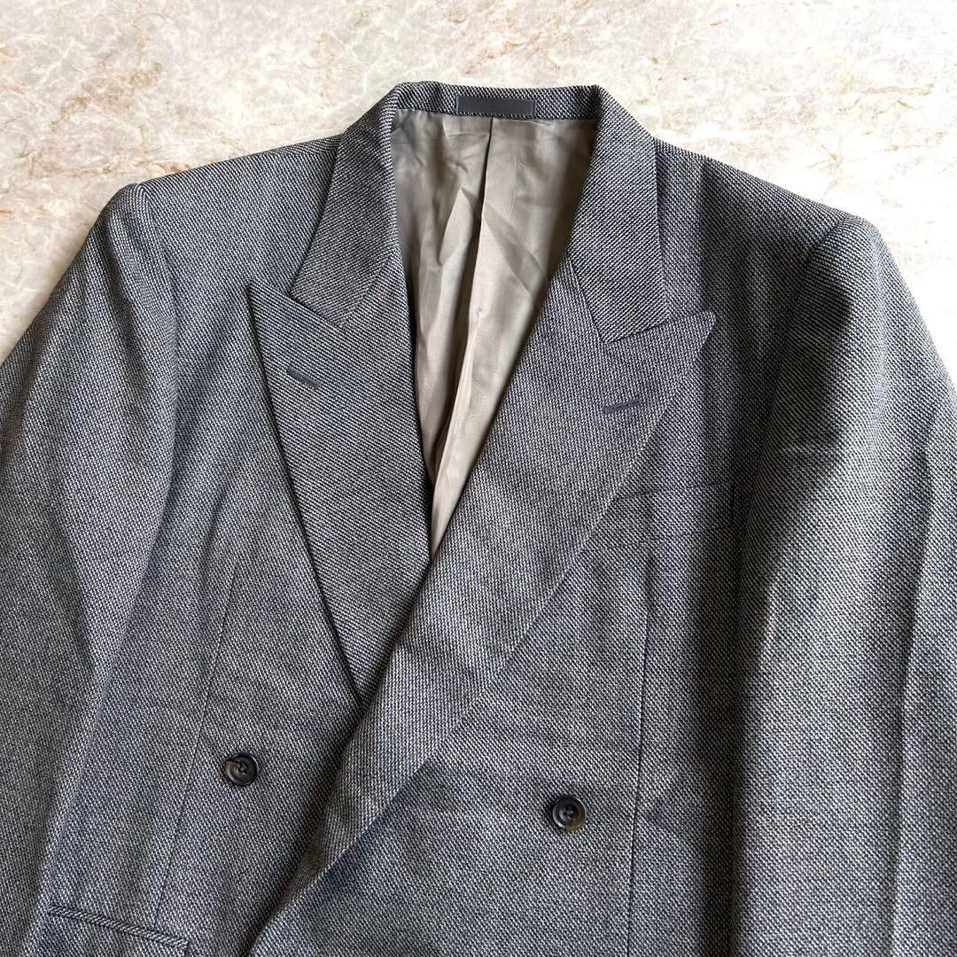 90s BURBERRY バーバリー グレー ダブル ウール セットアップスーツ