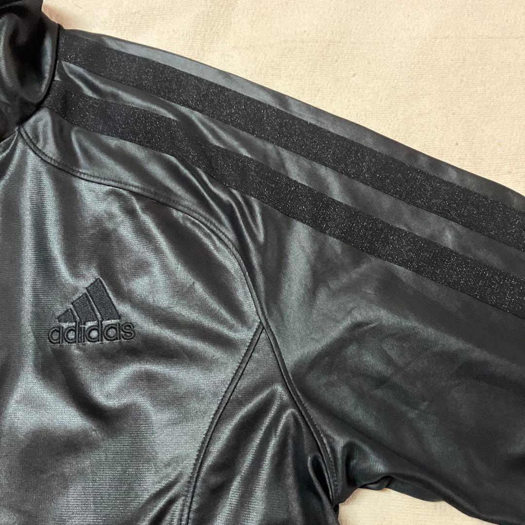 h33)美品アディダストラックジャケット　レザー調　クライマライトL〜LLサイズ