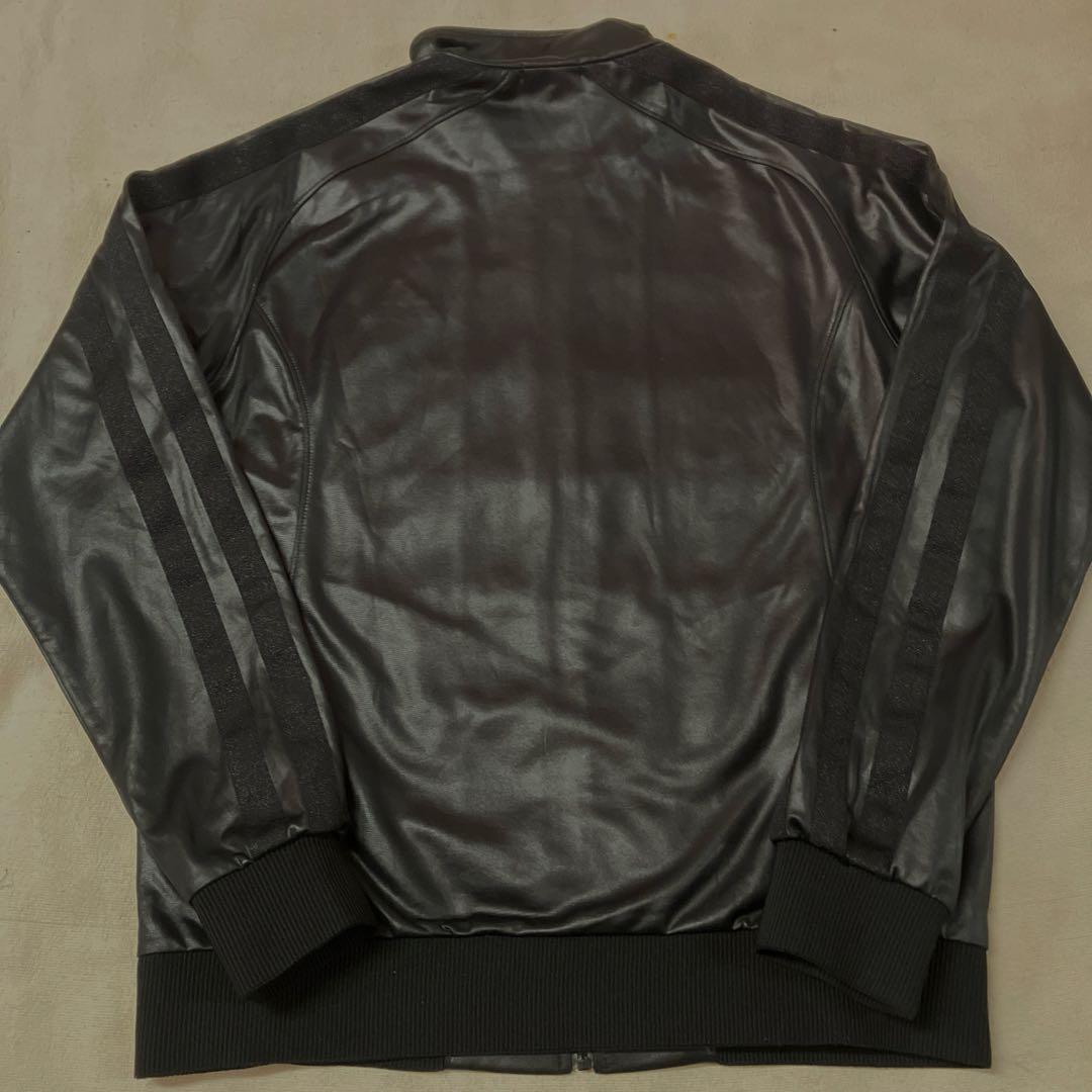 h33)美品アディダストラックジャケット　レザー調　クライマライトL〜LLサイズ