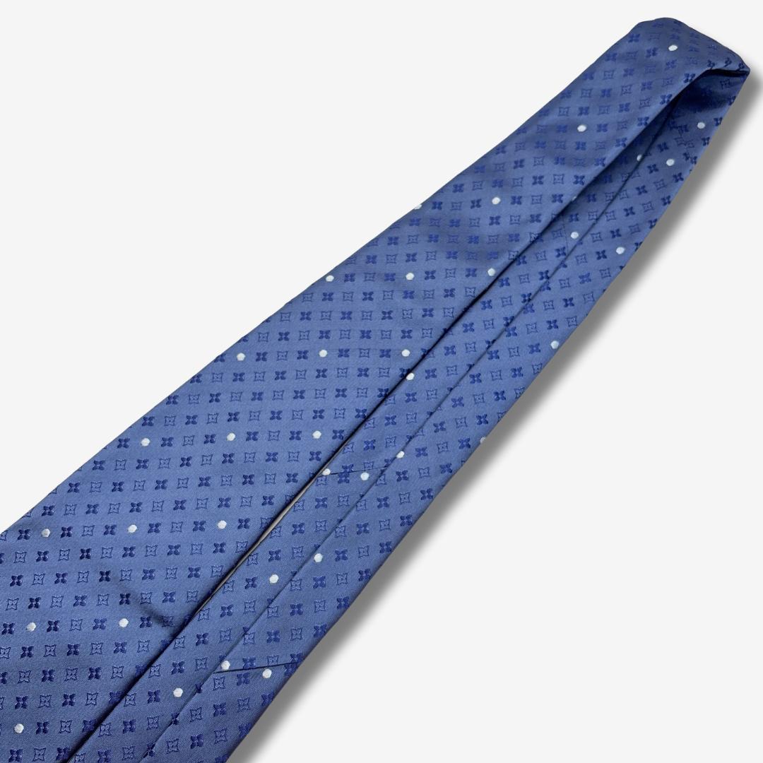 LOUIS VUITTON シルクネクタイ モノグラム 小紋柄 ブルー
