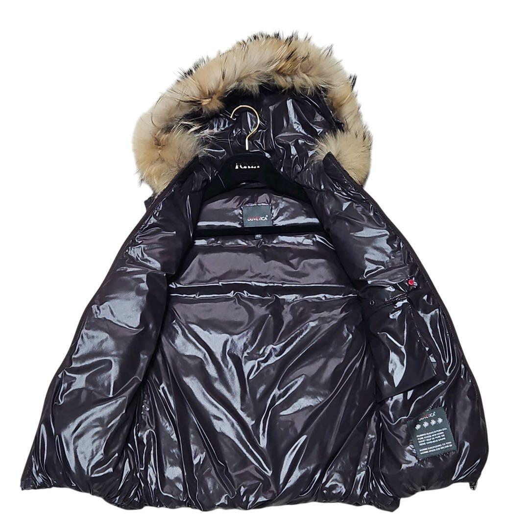 【極美品】DUVETICA ダウンベスト フード ラクーンファー パープル 40