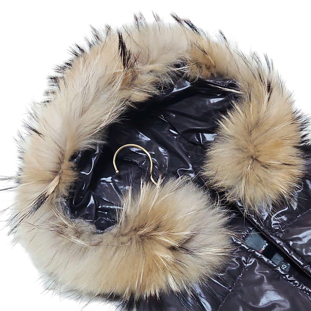 【極美品】DUVETICA ダウンベスト フード ラクーンファー パープル 40