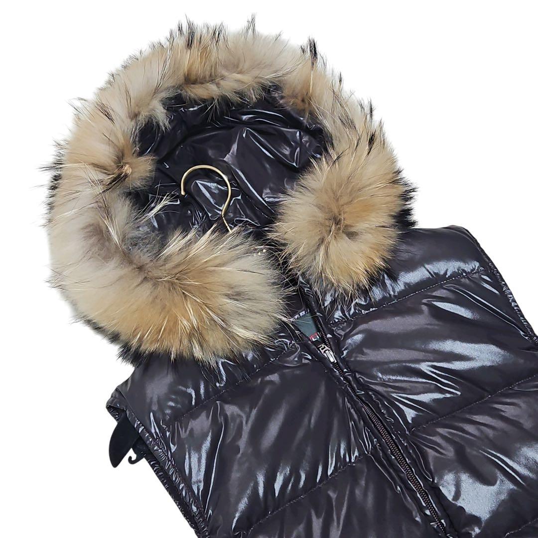 【極美品】DUVETICA ダウンベスト フード ラクーンファー パープル 40