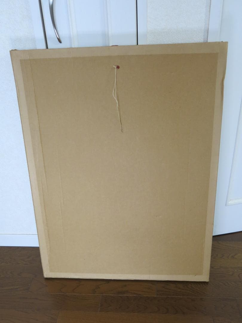 Mamama★カトラン★赤いテーブルの上のシクラメンと柿★リトグラフ★美品