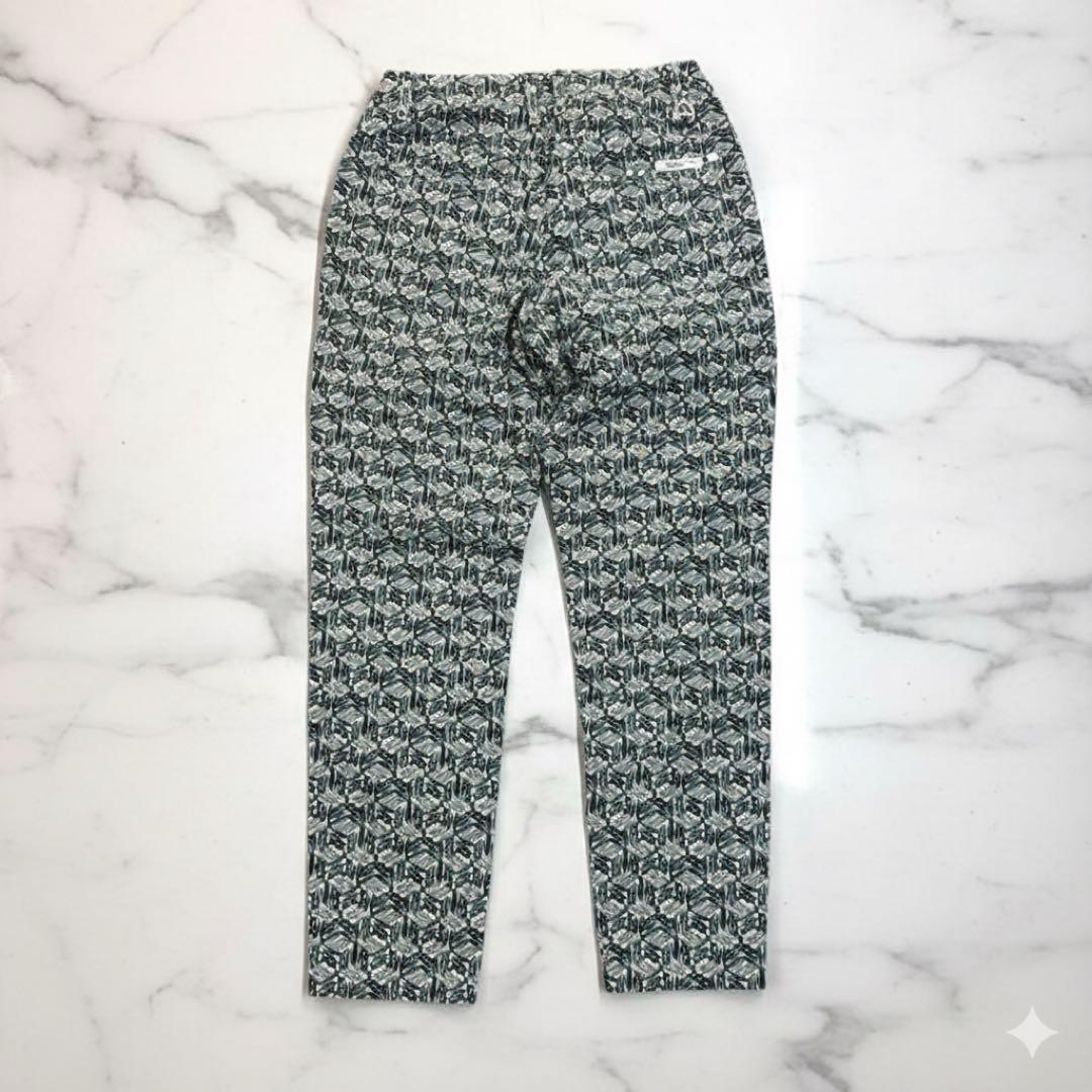 マスターバニーエディション　0/S ロングパンツ　総柄　ロゴ　グリーン系　春夏