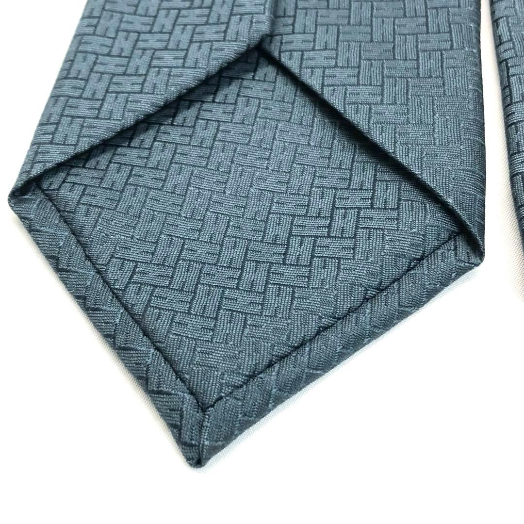 美品✨　HERMES エルメス ネクタイ H柄　ブルー系　最高級　シルク　箱付き
