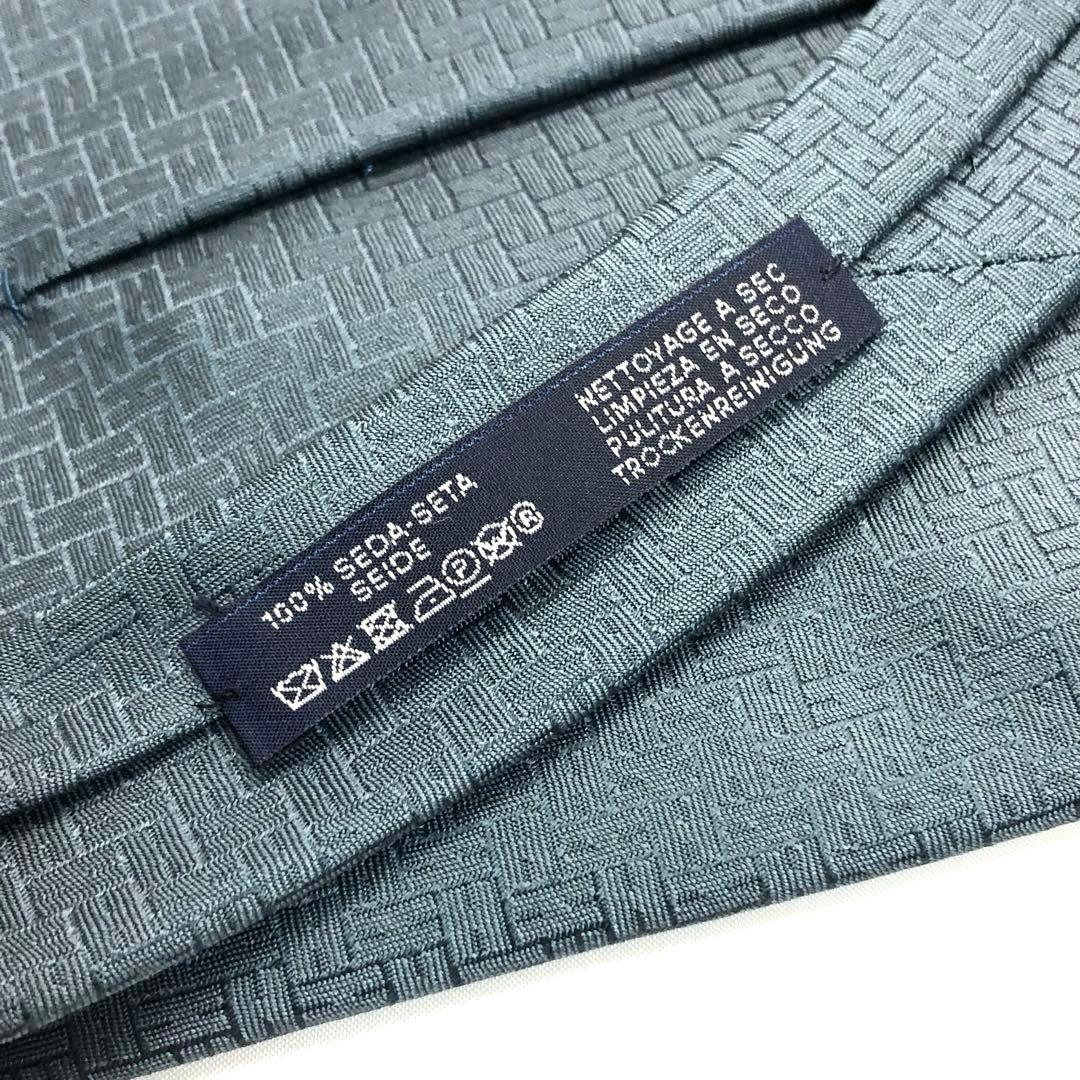 美品✨　HERMES エルメス ネクタイ H柄　ブルー系　最高級　シルク　箱付き