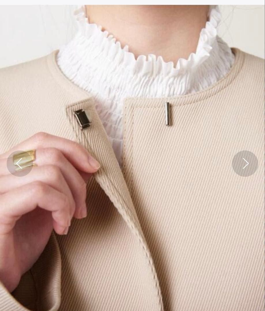 UNITED ARROWS ツイルノーカラーミドルコート ベージュ ジャケット