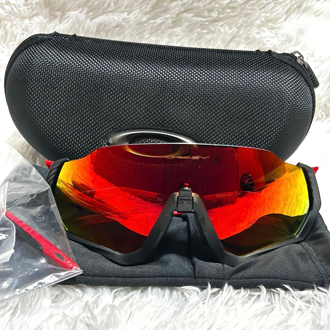 付属品付き✨オークリー　サングラス　フライトジャケット　プリズム　レッド