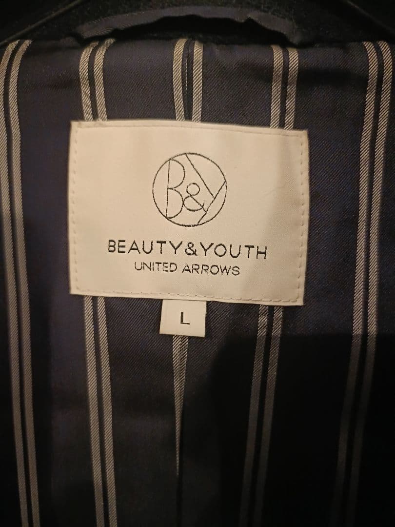 【美品】BEAUTY&YOUTH ネイビー ピーコート Lサイズ