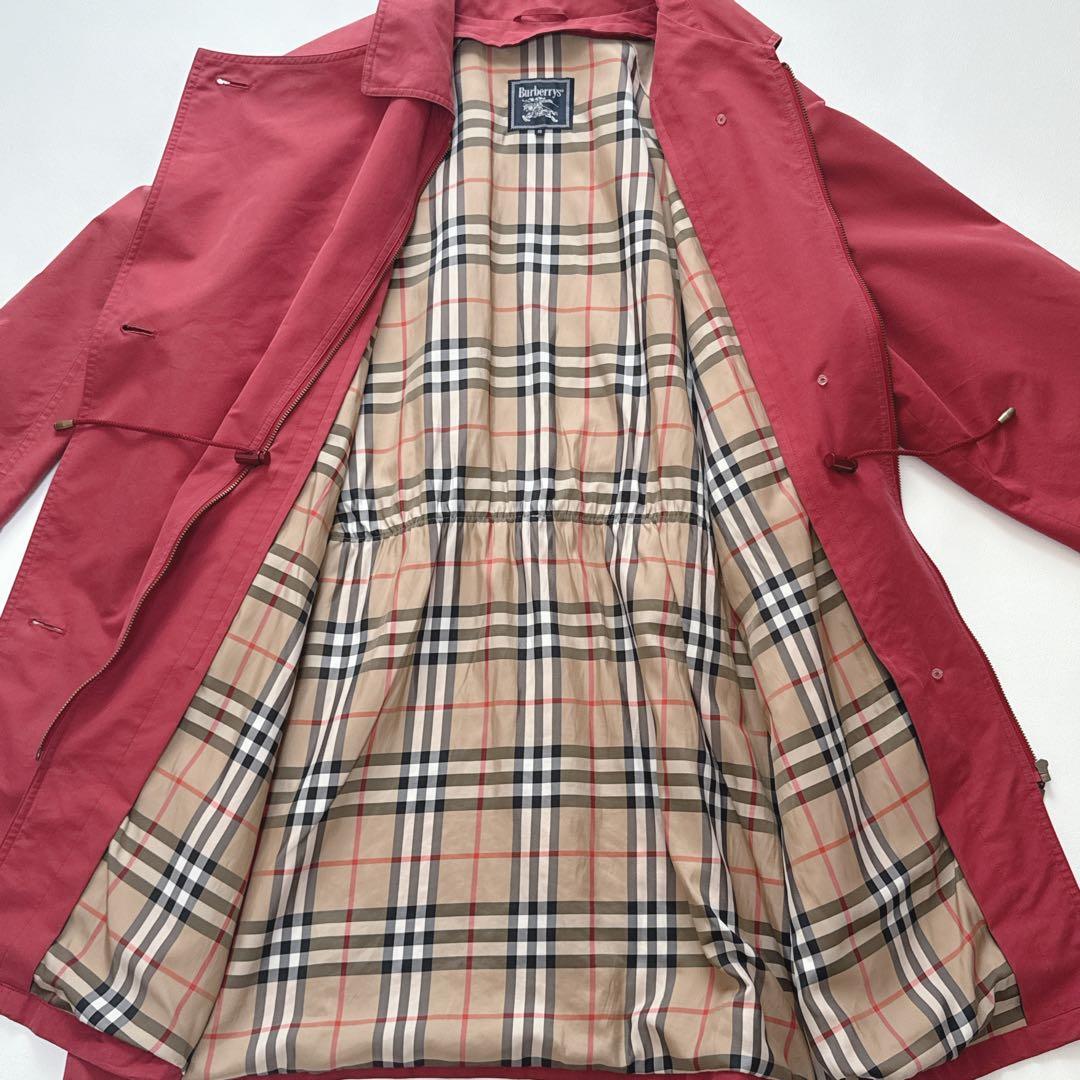【15号3L】Burberry ステンカラーコート　ノバチェック キルティング赤