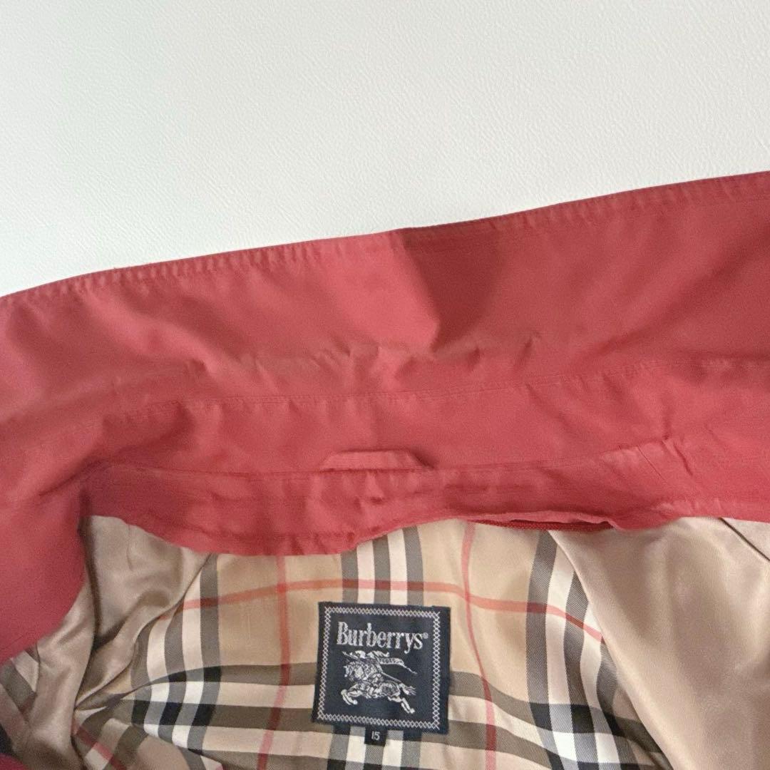 【15号3L】Burberry ステンカラーコート　ノバチェック キルティング赤