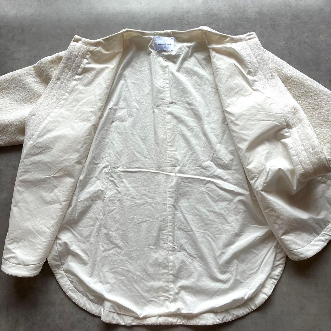 完売品 ソラモナポッシェ 圧縮ニット ウール ジャケット アウター アイボリー