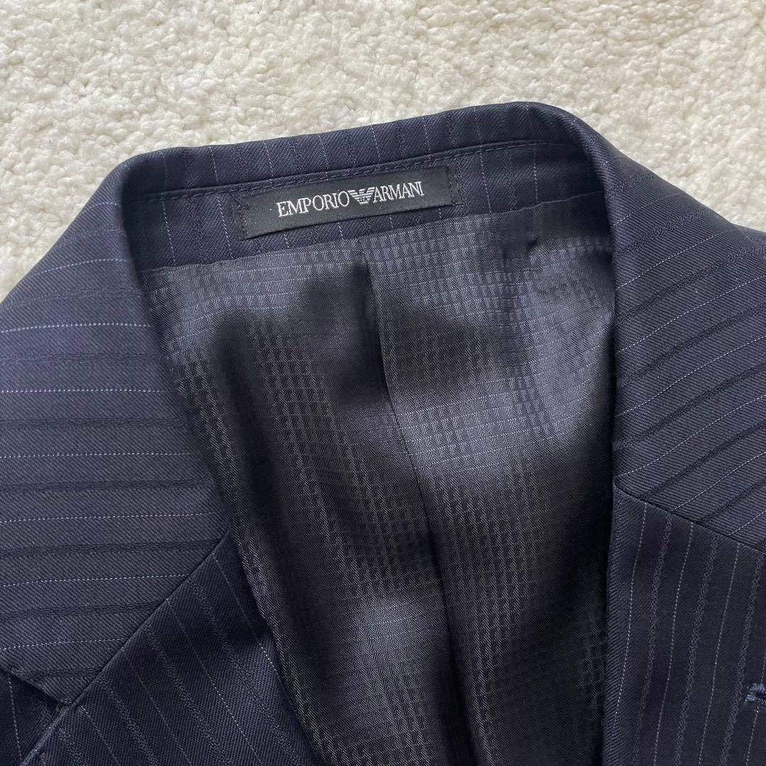 【美品】アルマーニ ネイビー ストライプ ビジネスセットアップ