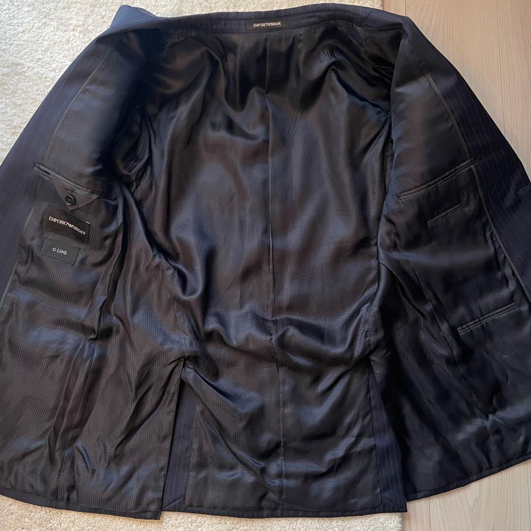 【美品】アルマーニ ネイビー ストライプ ビジネスセットアップ