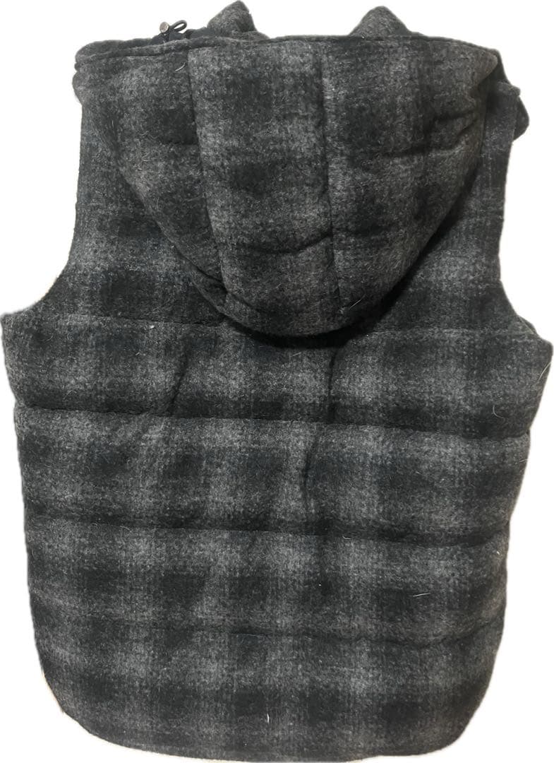 TATRAS フード付きダウンベスト グレー系チェック柄