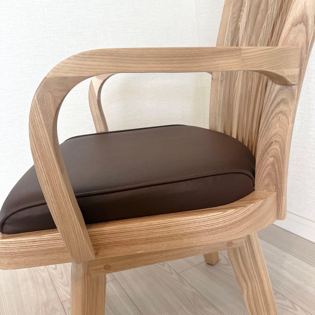 回転式 肘付き 介護 福祉にも最適 高級 天然木NAGAREチェア 美品