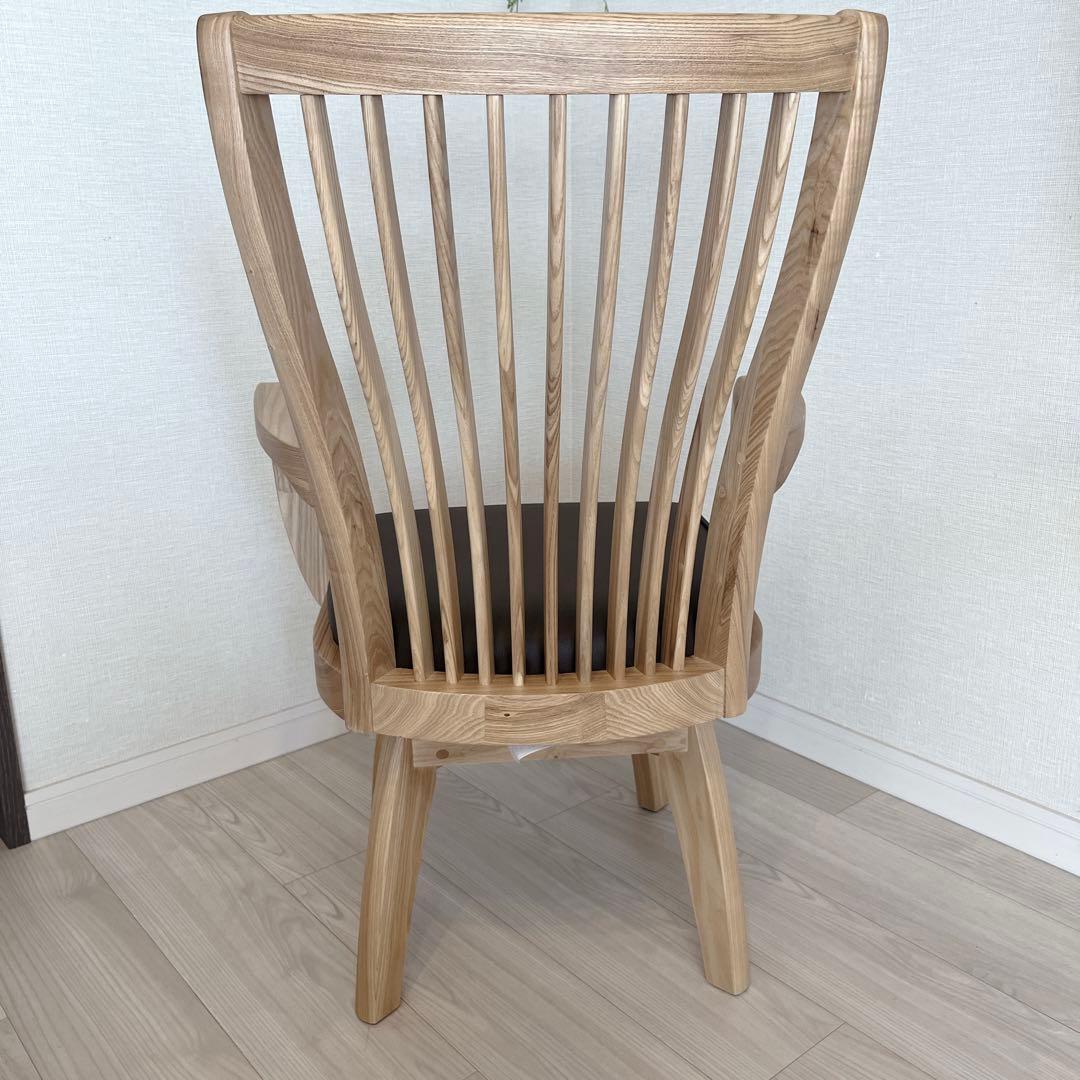 回転式 肘付き 介護 福祉にも最適 高級 天然木NAGAREチェア 美品