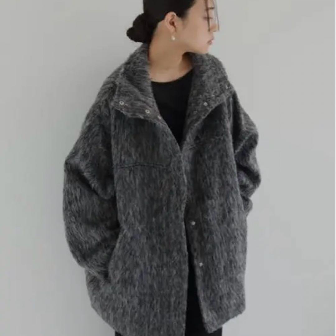 LIAN hellam ステンカラーコート　シャギースタンドカラーコート