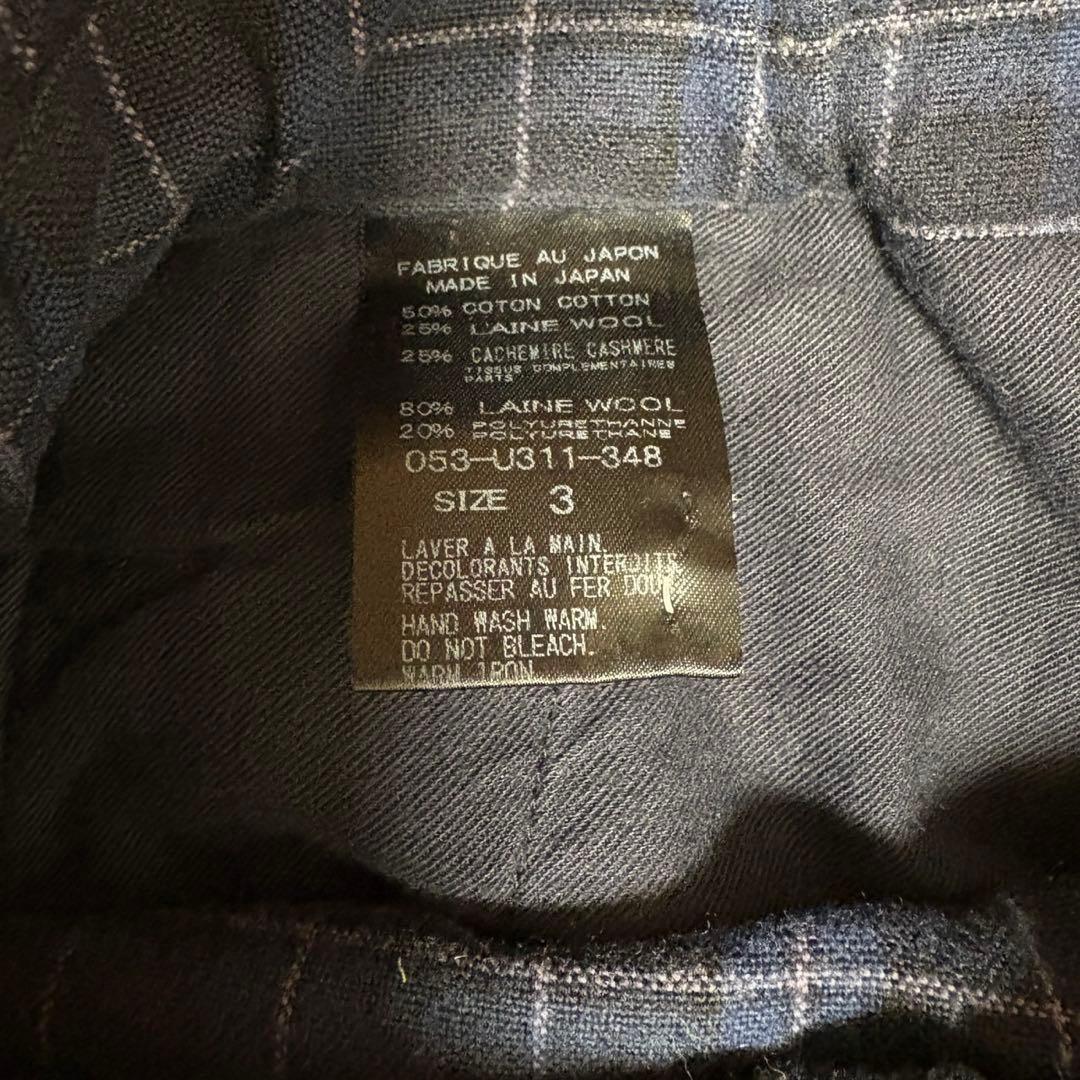 アーツアンドサイエンス　ネイビーチェック　イージーパンツ　カシミヤ混