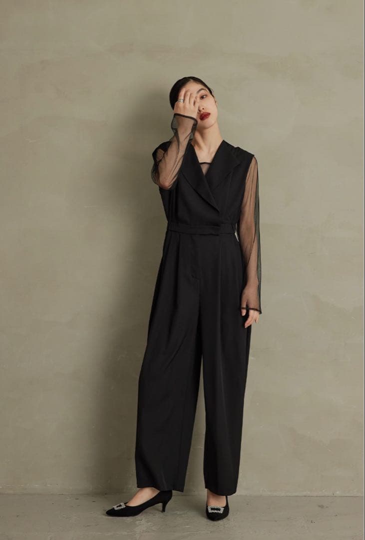 ♡niana / Kana スタンドアウトカラーオールインパンツ　ブラック　M