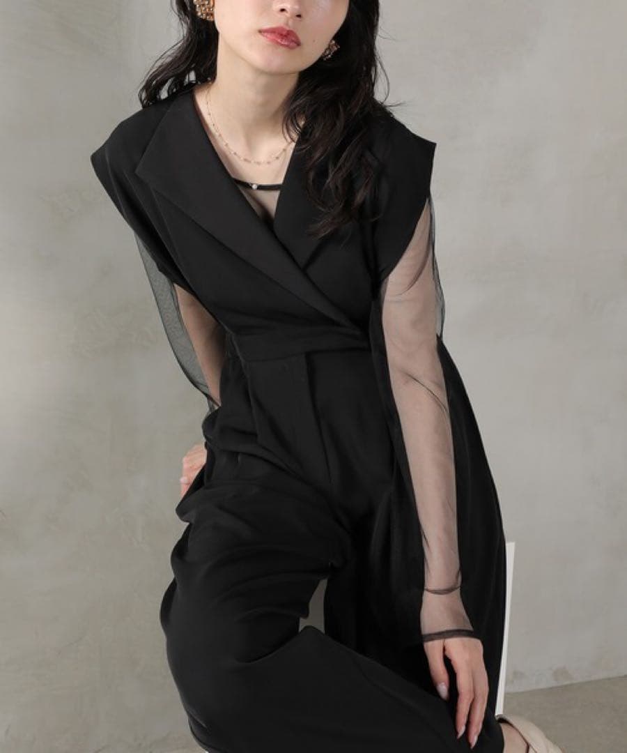 ♡niana / Kana スタンドアウトカラーオールインパンツ　ブラック　M