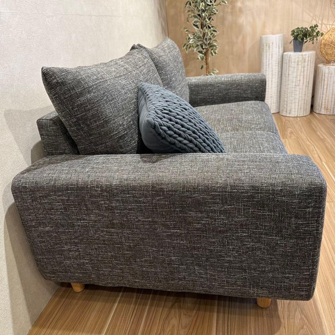 ポケットコイル＆ツイード仕様　2.5人掛けソファ　ダークグレー　新品アウトレット