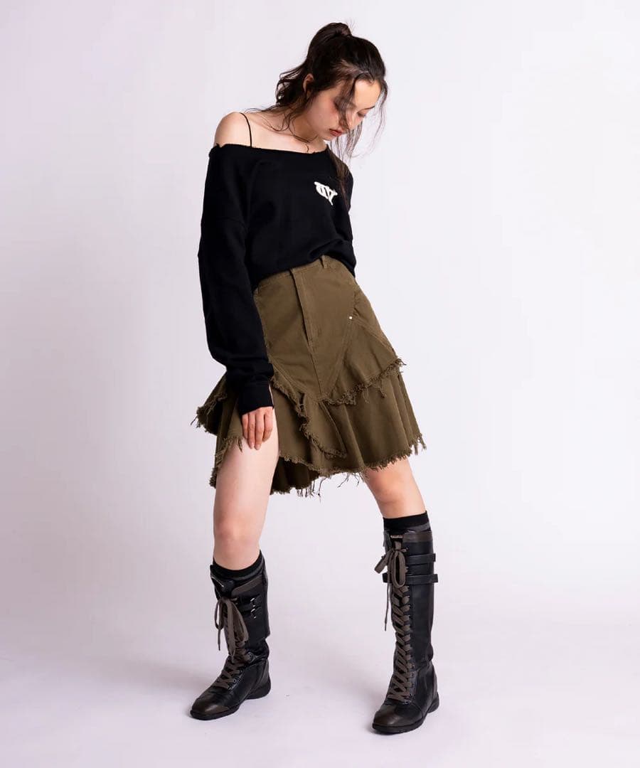 ACLENT カットオフワンショルダールーズスウェット　スウェット　トップス