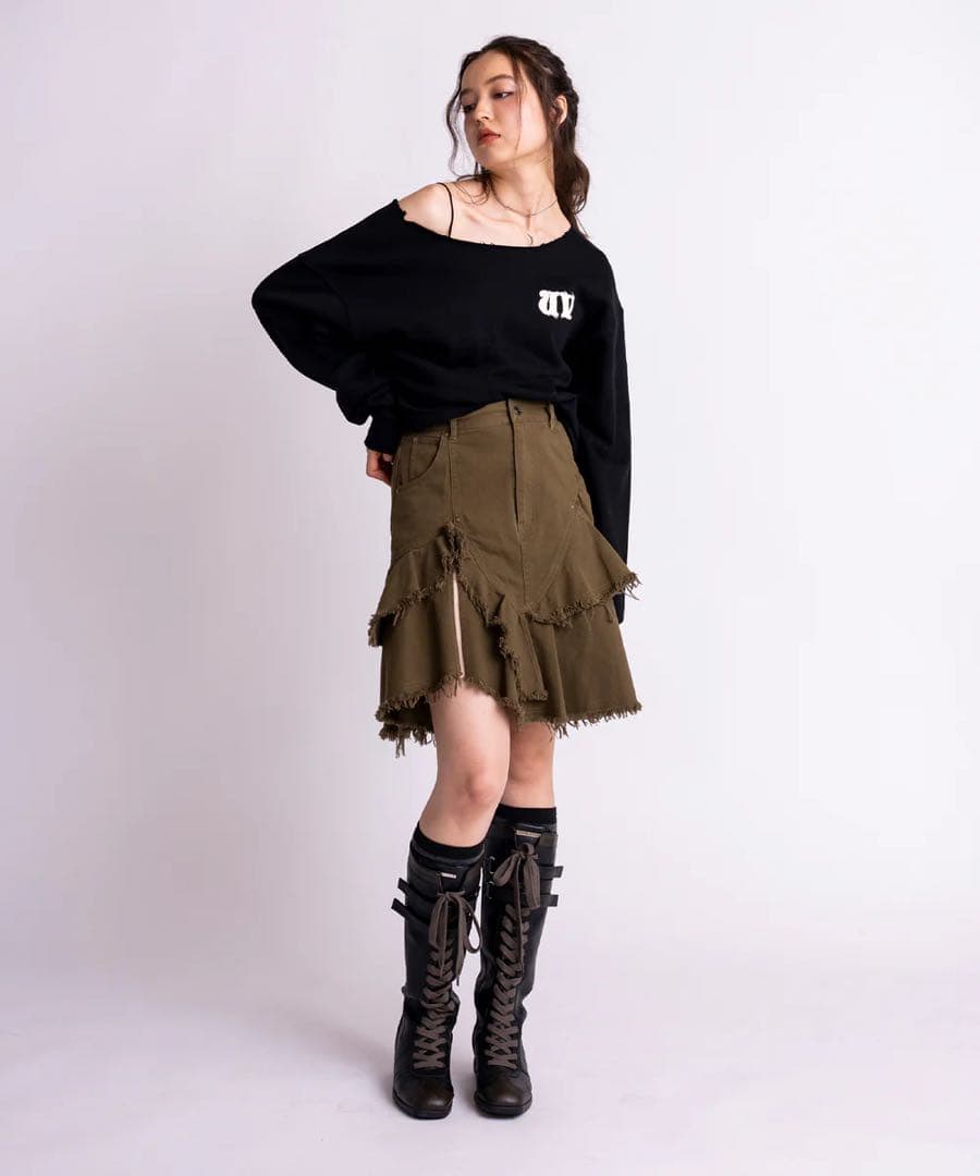 ACLENT カットオフワンショルダールーズスウェット　スウェット　トップス