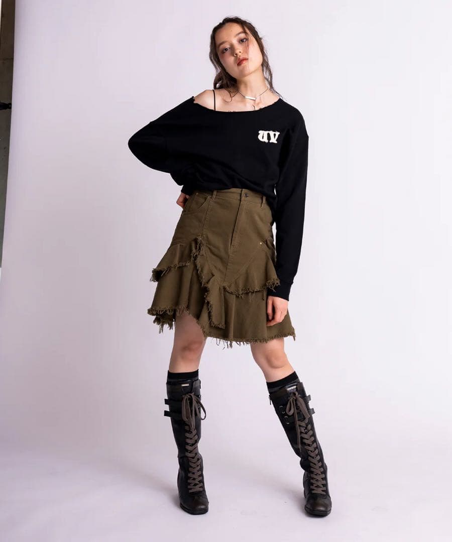 ACLENT カットオフワンショルダールーズスウェット　スウェット　トップス