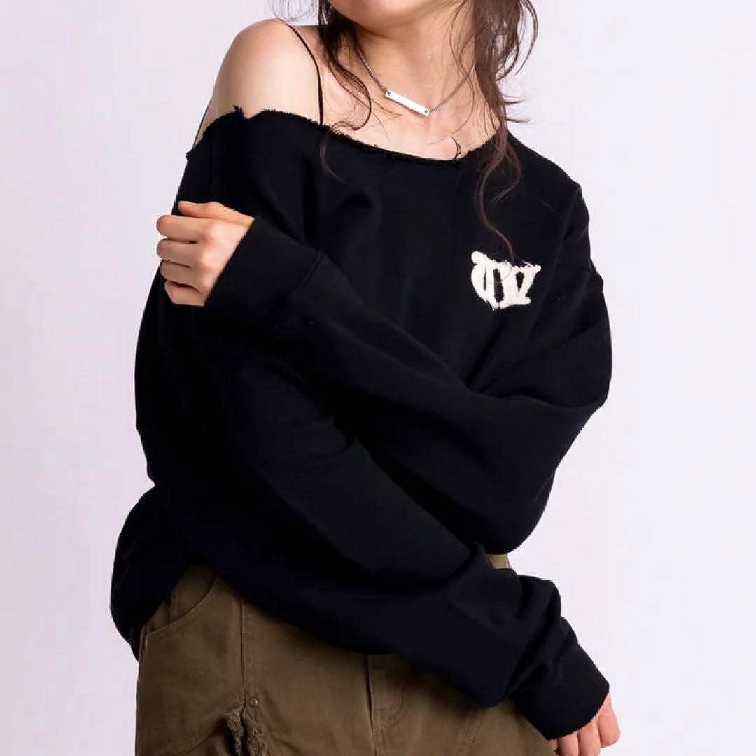 ACLENT カットオフワンショルダールーズスウェット　スウェット　トップス