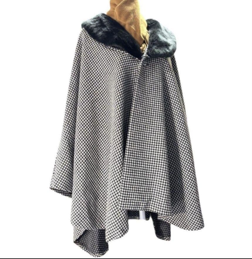 う*ら様 ナカノヒロミチ　着物コート ケープ マント 和装付きポンチョ千鳥格子フ