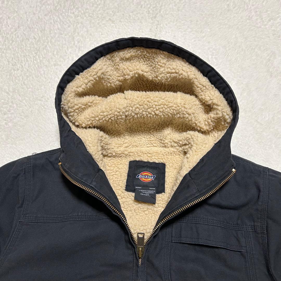 Dickes ダック地 裏地ボア フード カバーオール ジャケット 黒 M