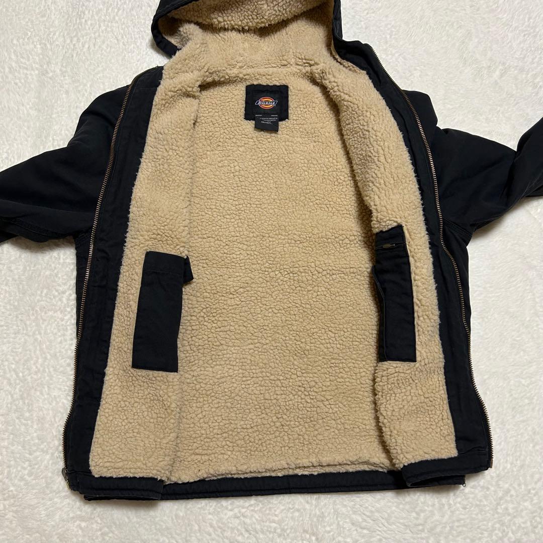 Dickes ダック地 裏地ボア フード カバーオール ジャケット 黒 M
