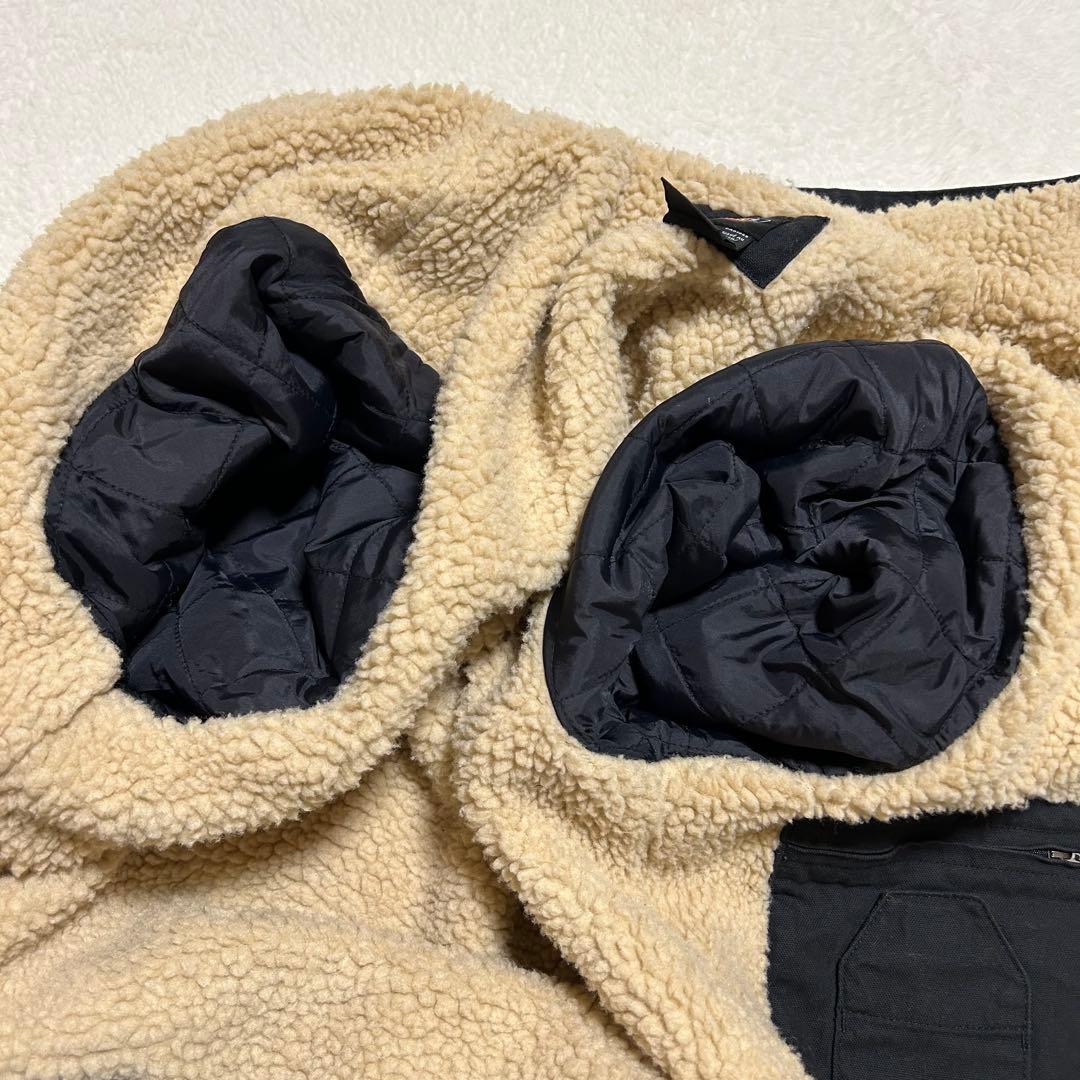 Dickes ダック地 裏地ボア フード カバーオール ジャケット 黒 M