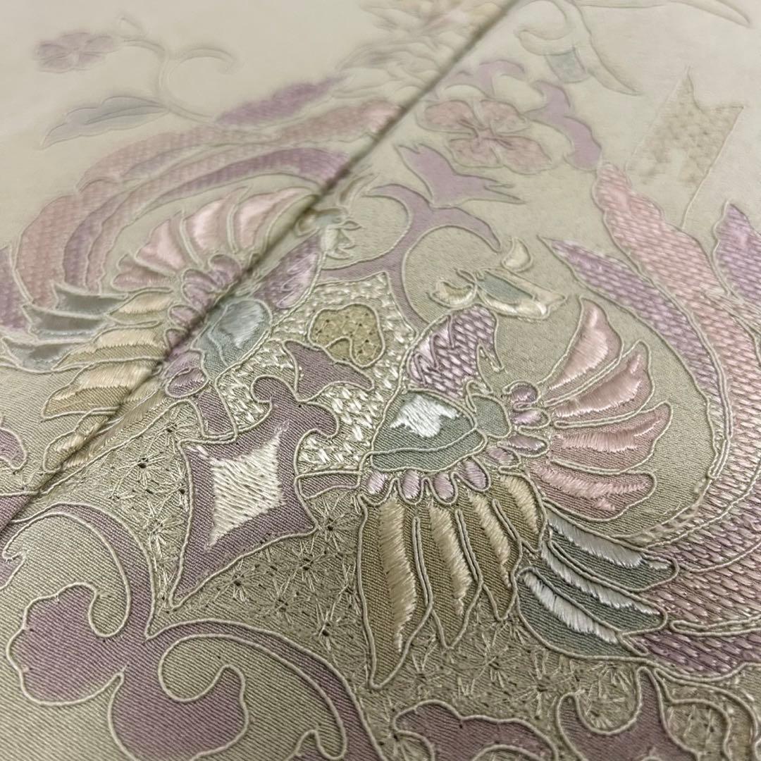 なか様　AK-4479 汕頭刺繍 蘇州刺繍 薄抹茶 裄67 紋無し 付下げ