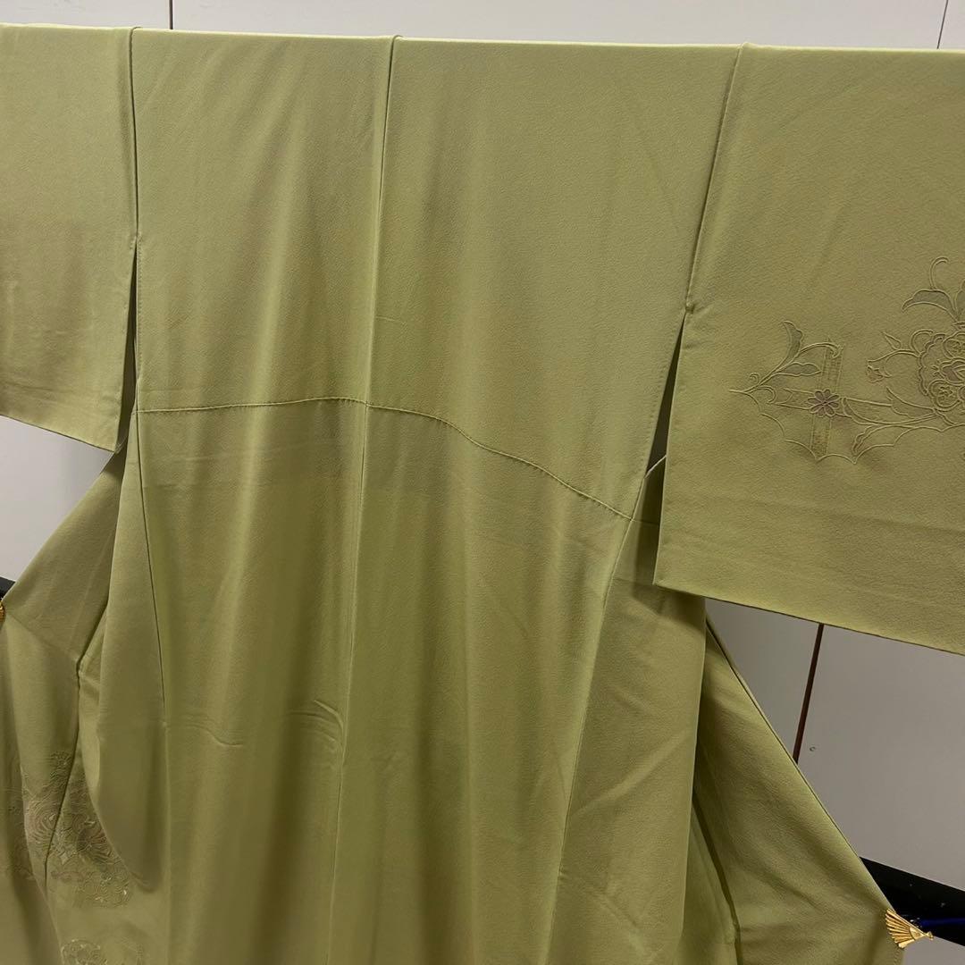 なか様　AK-4479 汕頭刺繍 蘇州刺繍 薄抹茶 裄67 紋無し 付下げ