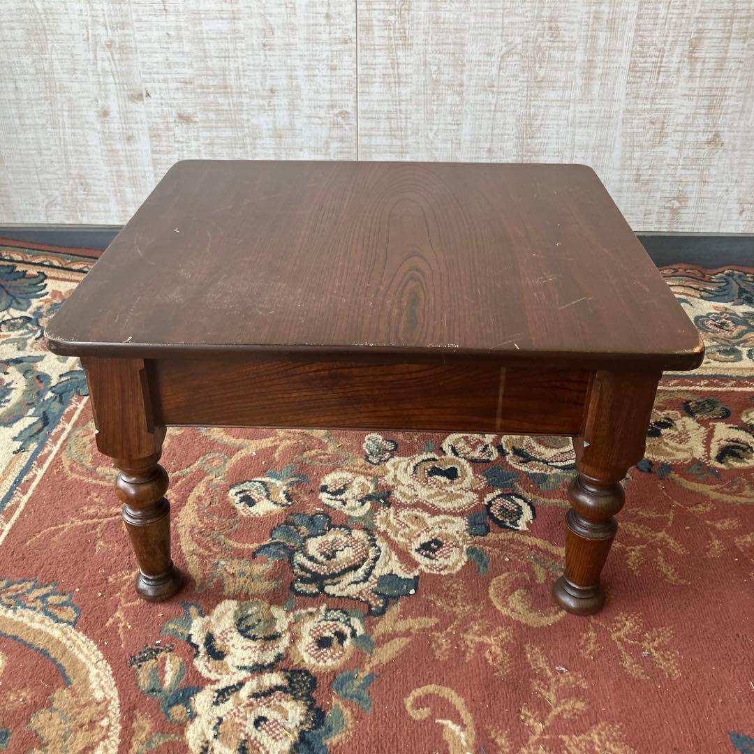 昭和レトロ 英国様式 木製サイドテーブル ローテーブル 座卓 古家具 ビンテージ