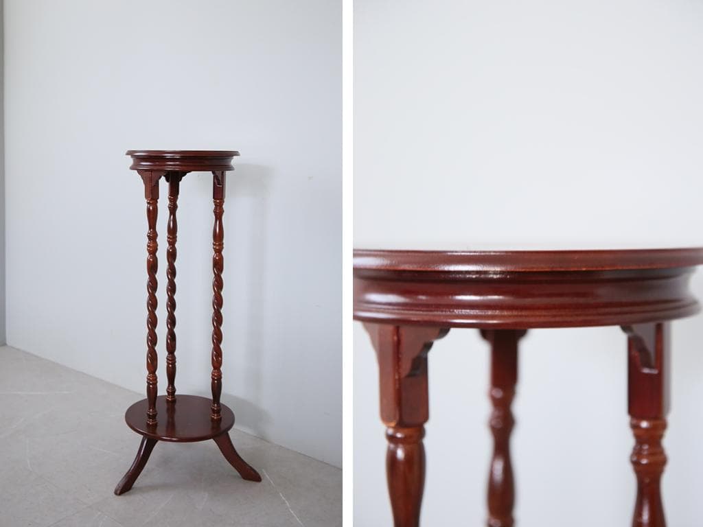 英国アンティーク木製フラワースタンド/花台/燭台/飾り棚/テーブル(89-34)