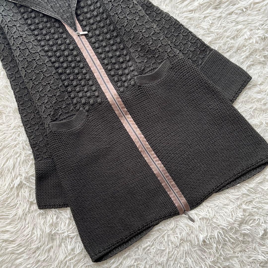 【美品】マックスマーラ ロングコート カーディガン ダブルジップ グレー S