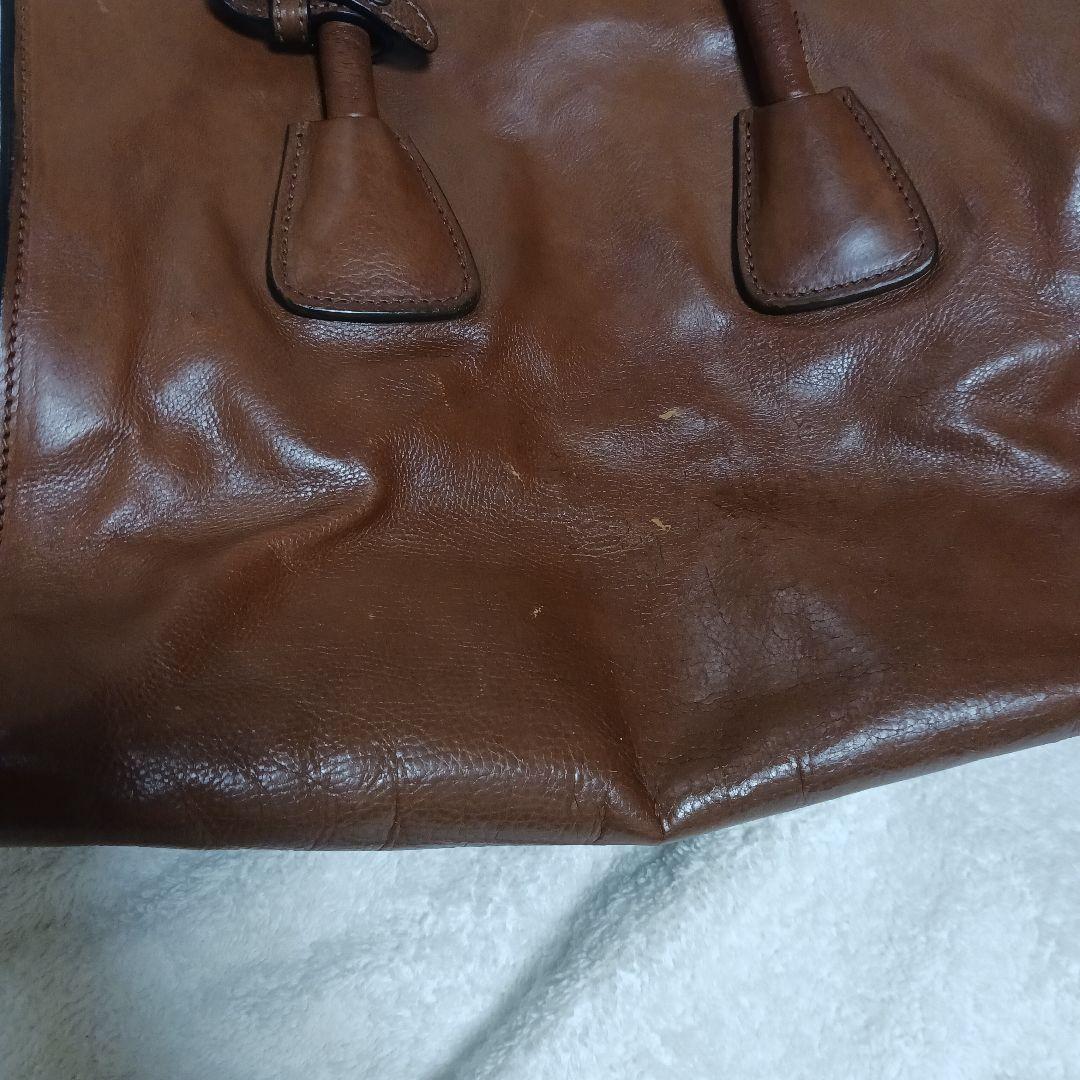 PRADA　ブラウンレザー トートバッグ ジッパー付き
