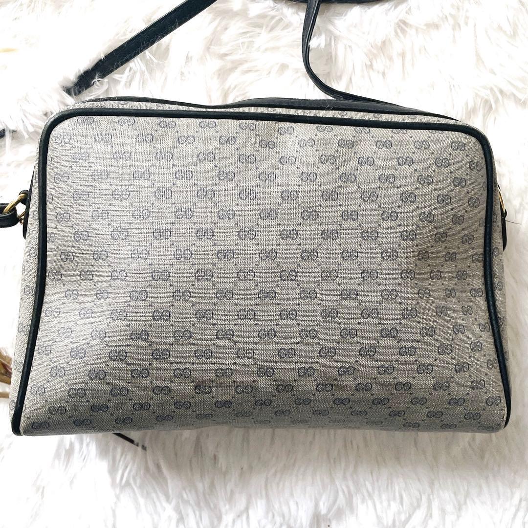 希少⭐︎GUCCI マイクロシマ PVCレザー ネイビー ショルダーバッグ